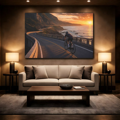 Mockup 2. Sunset Coastal Ride shown as canvas print