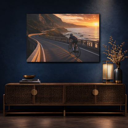 Mockup 4. Sunset Coastal Ride shown as canvas print