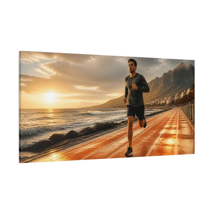Side Mockup 2. Sunset Coastal Runner shown as canvas print
