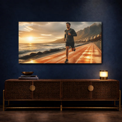 Mockup 4. Sunset Coastal Runner shown as canvas print