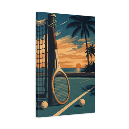 Side Mockup 3. Sunset Coastal Tennis shown as canvas print