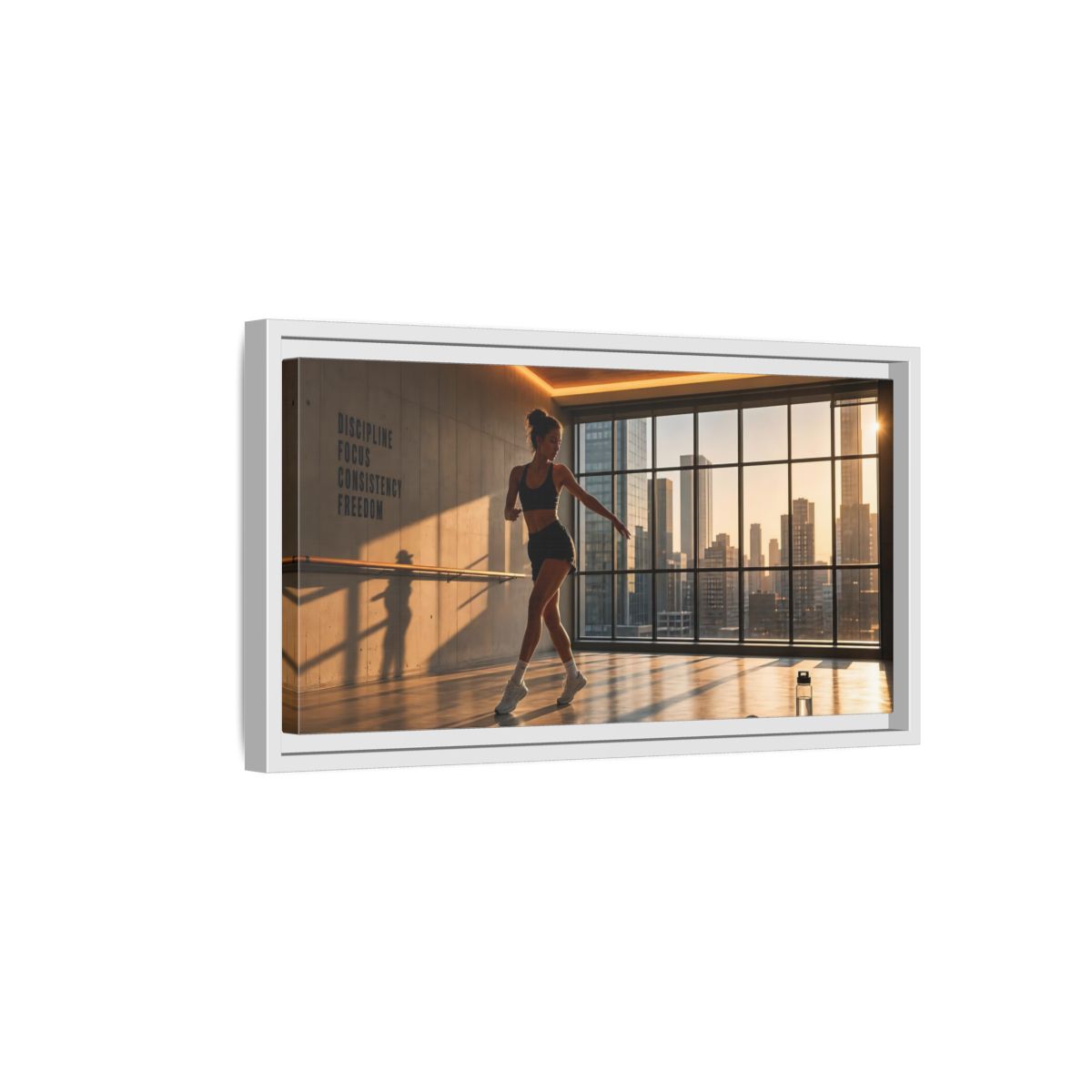 Side Mockup 6. Sunset Dance Studio shown as framed canvas print