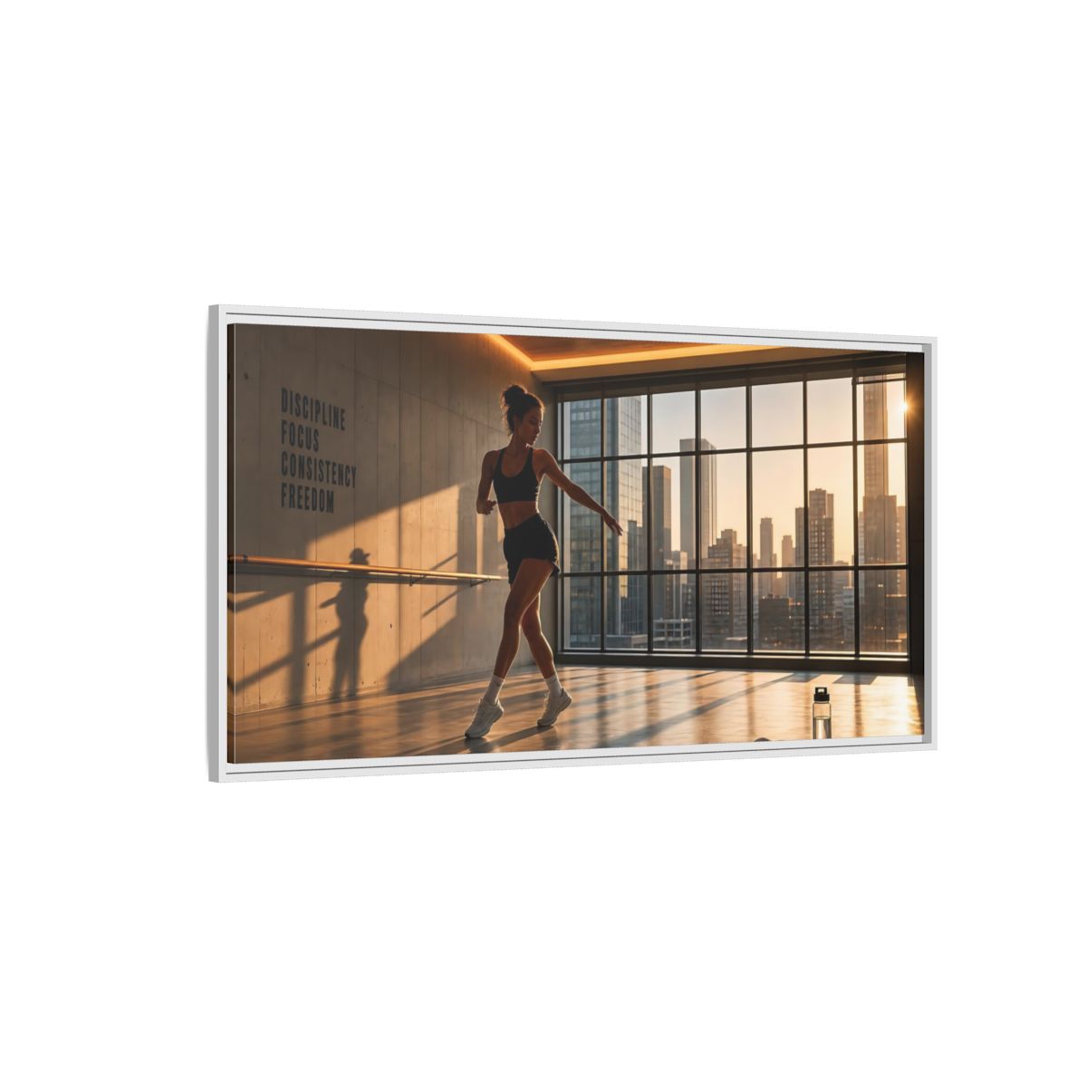 Side Mockup 3. Sunset Dance Studio shown as framed canvas print