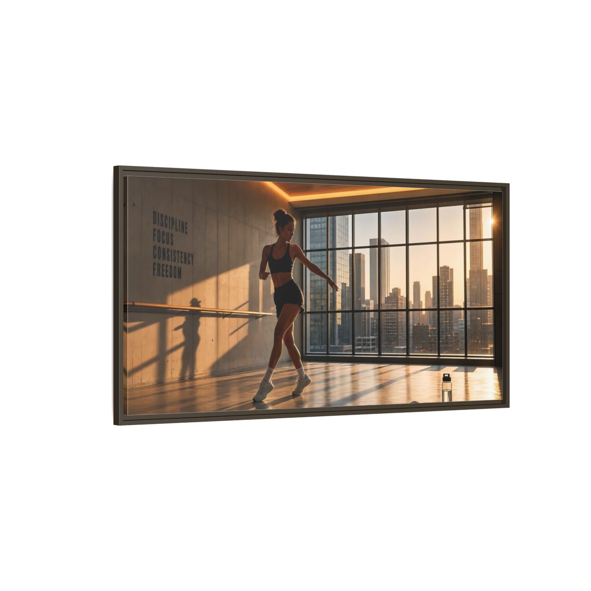 Side Mockup 4. Sunset Dance Studio shown as framed canvas print
