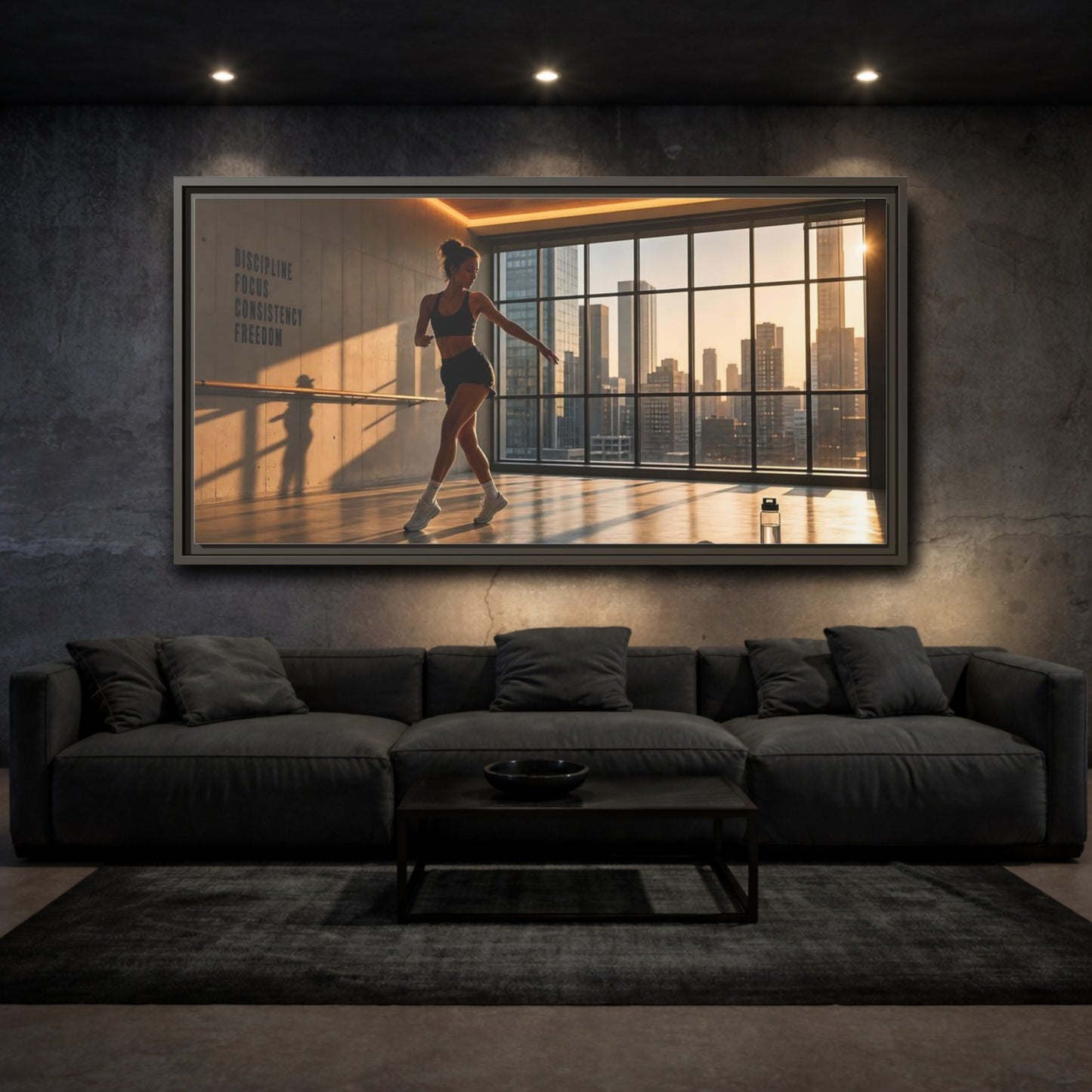Mockup 3. Sunset Dance Studio shown as framed canvas print