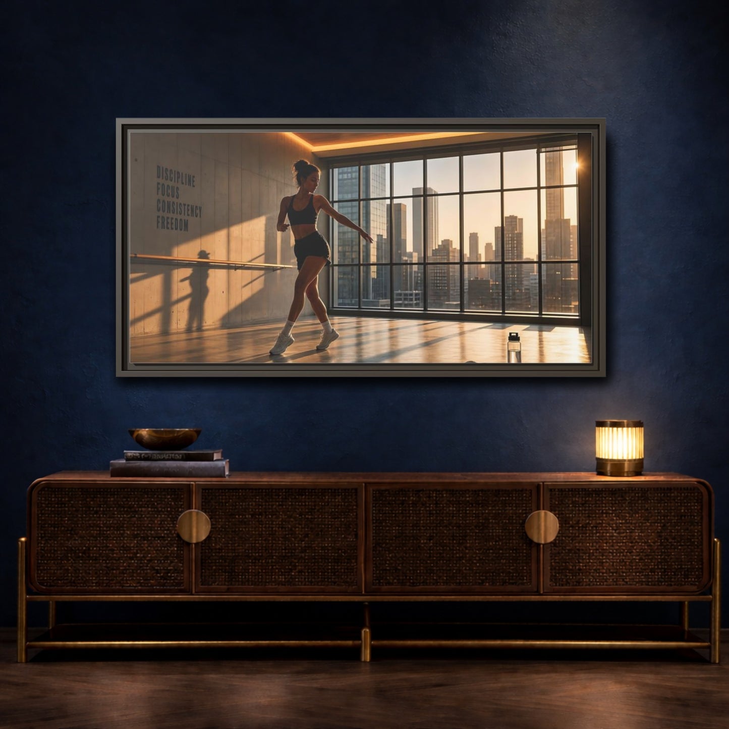 Mockup 4. Sunset Dance Studio shown as framed canvas print