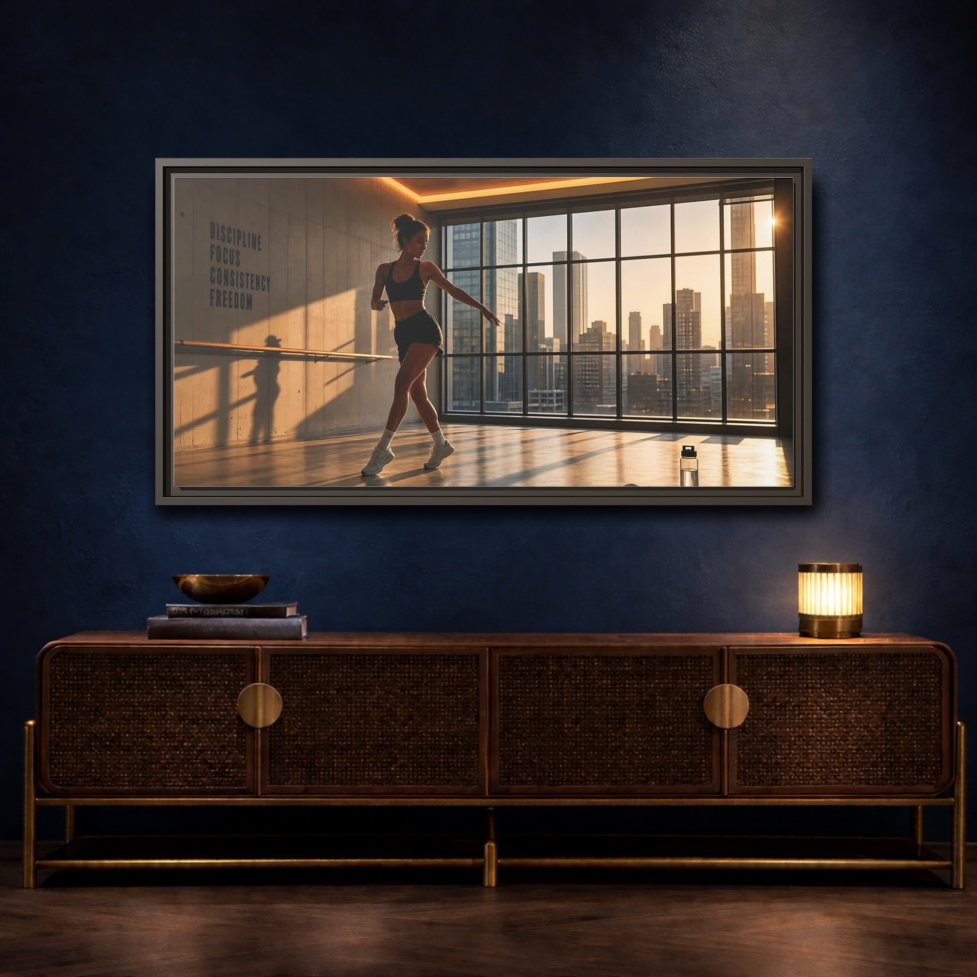 Mockup 4. Sunset Dance Studio shown as framed canvas print
