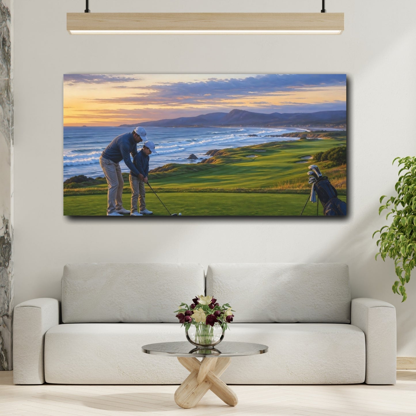 Mockup 2. Sunset Golf Lesson shown as canvas print