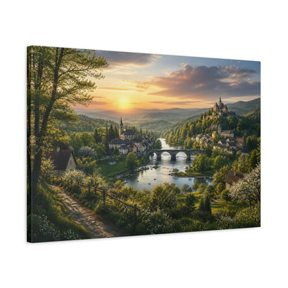 Side Mockup 2. Sunset Hilltop Castle shown as canvas print