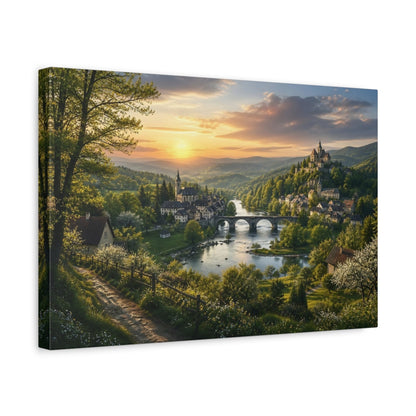 Side Mockup 4. Sunset Hilltop Castle shown as canvas print