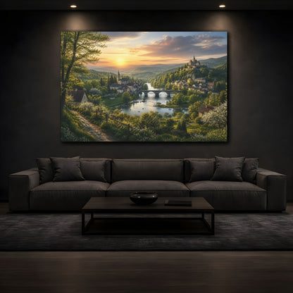 Mockup 3. Sunset Hilltop Castle shown as canvas print