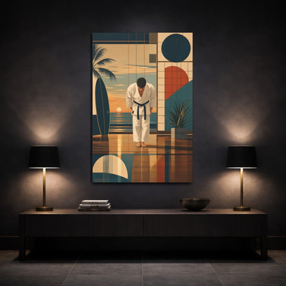 Mockup 3. Sunset Karate Bow shown as canvas print