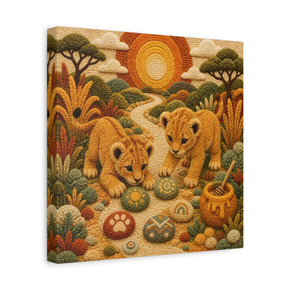 Side Mockup 8. Sunset Lion Cubs shown as canvas print