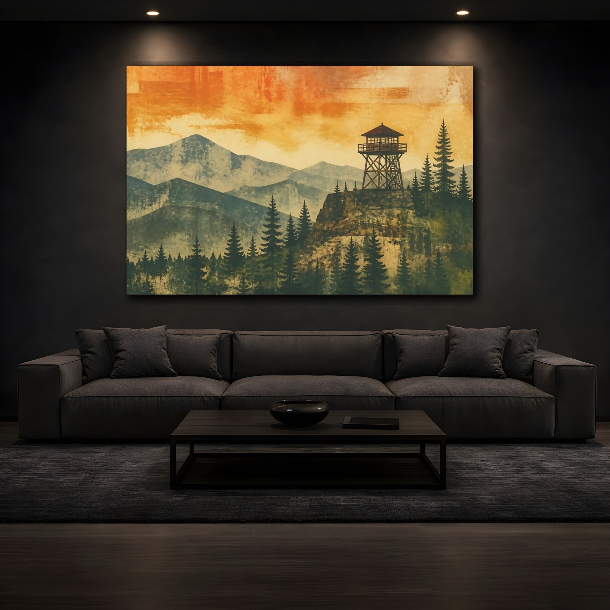 Mockup 3. Sunset Lookout Tower shown as canvas print
