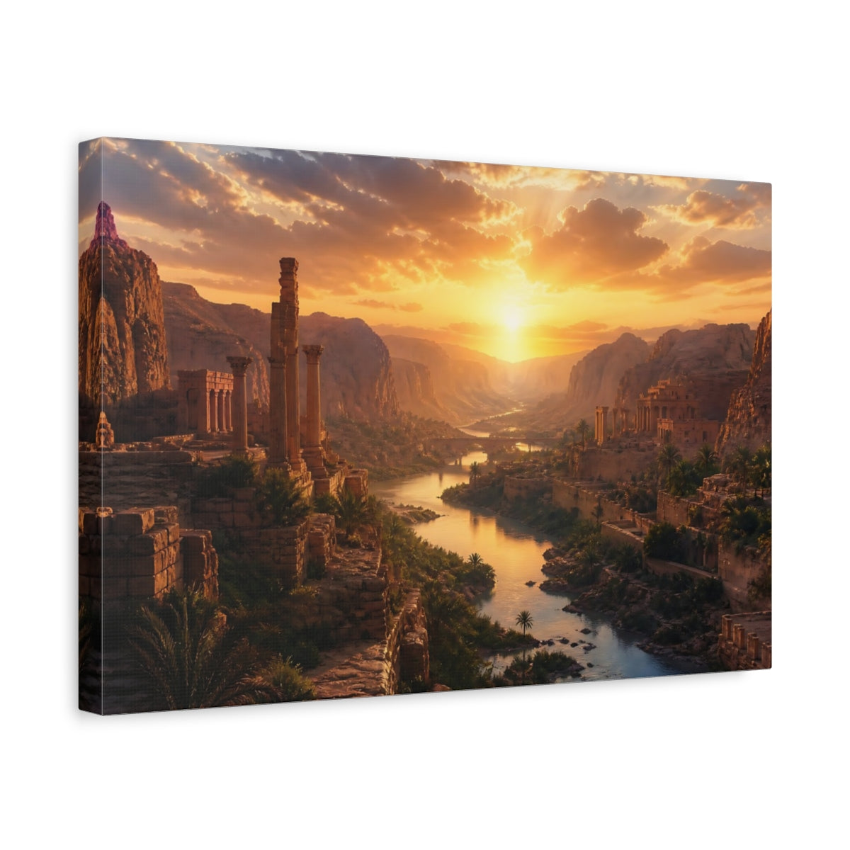 Side Mockup 4. Sunset Over Ancient Canyon shown as canvas print