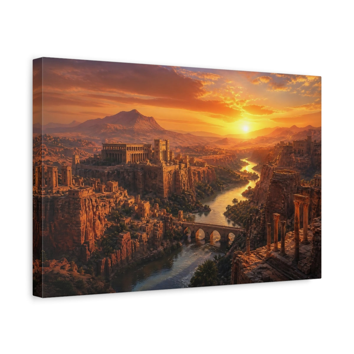 Side Mockup 4. Sunset Over Ancient Canyon shown as canvas print