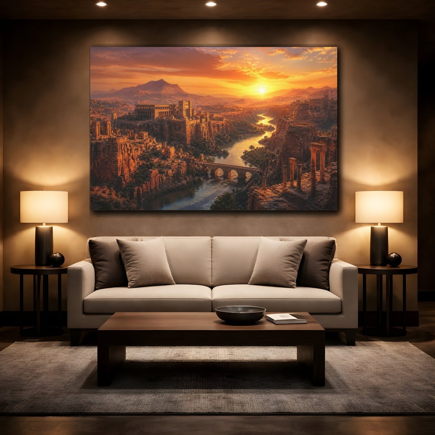 Mockup 2. Sunset Over Ancient Canyon shown as canvas print