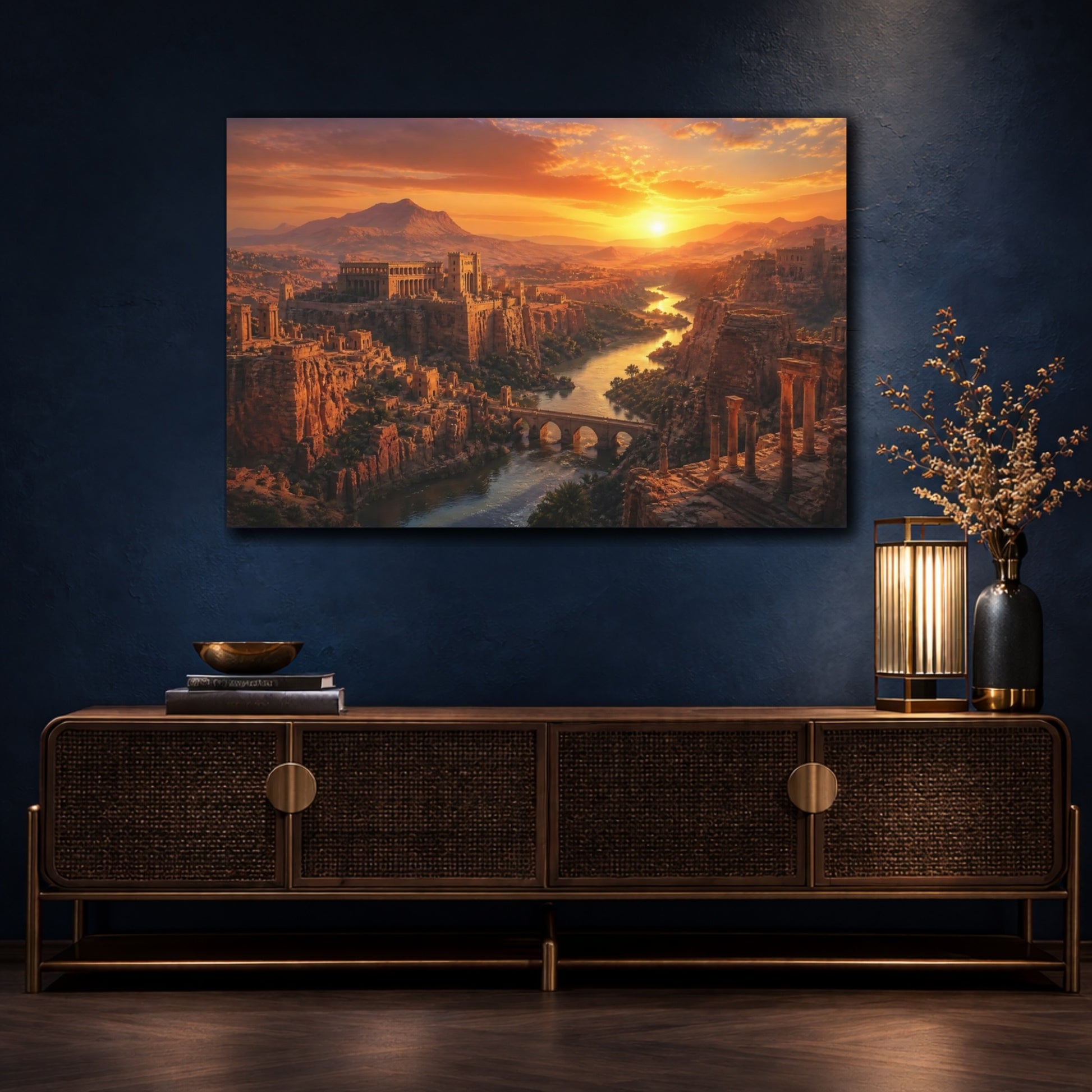 Mockup 4. Sunset Over Ancient Canyon shown as canvas print