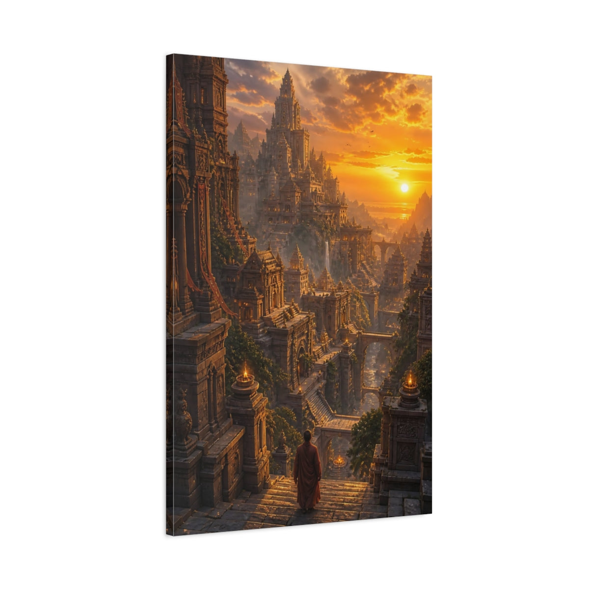 Main Mockup. Sunset Over Temple City shown as canvas print