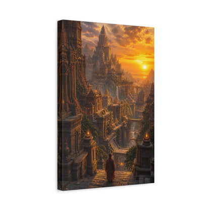 Side Mockup 4. Sunset Over Temple City shown as canvas print