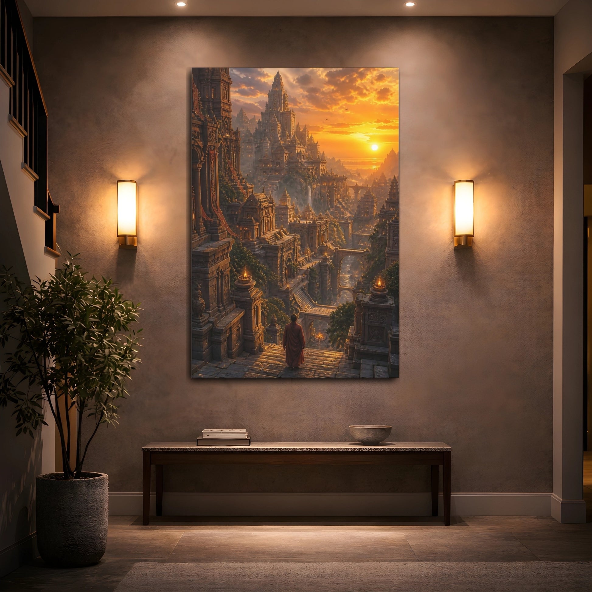 Mockup 2. Sunset Over Temple City shown as canvas print
