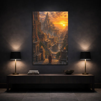Mockup 3. Sunset Over Temple City shown as canvas print