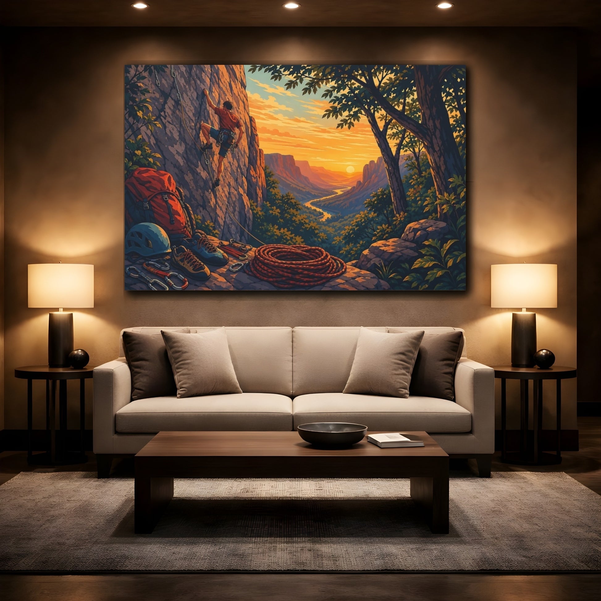 Mockup 2. Sunset Rock Climb shown as canvas print