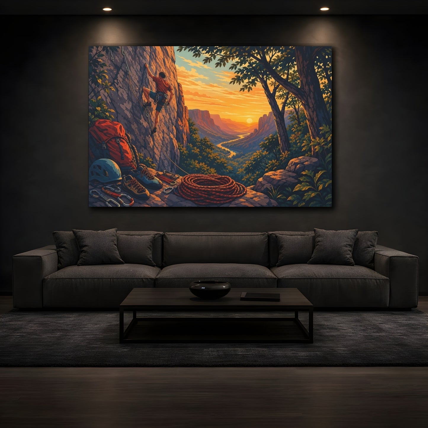 Mockup 3. Sunset Rock Climb shown as canvas print