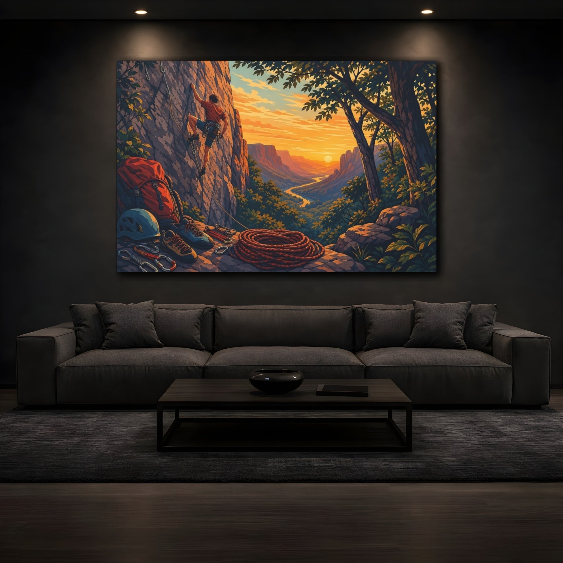 Mockup 3. Sunset Rock Climb shown as canvas print