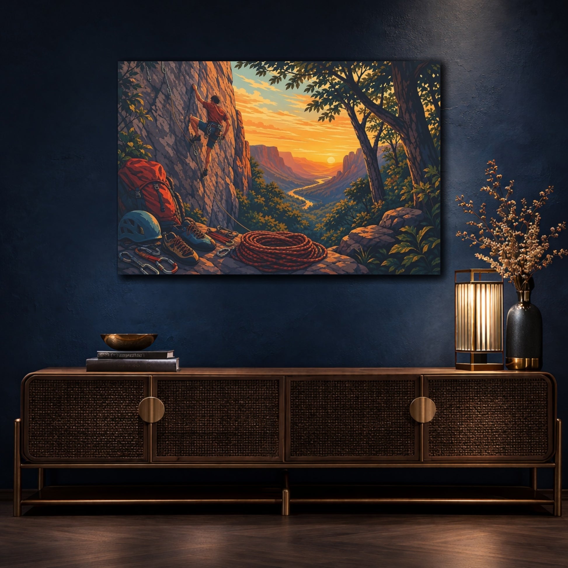 Mockup 4. Sunset Rock Climb shown as canvas print