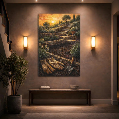 Mockup 2. Sunset Stone Steps shown as canvas print