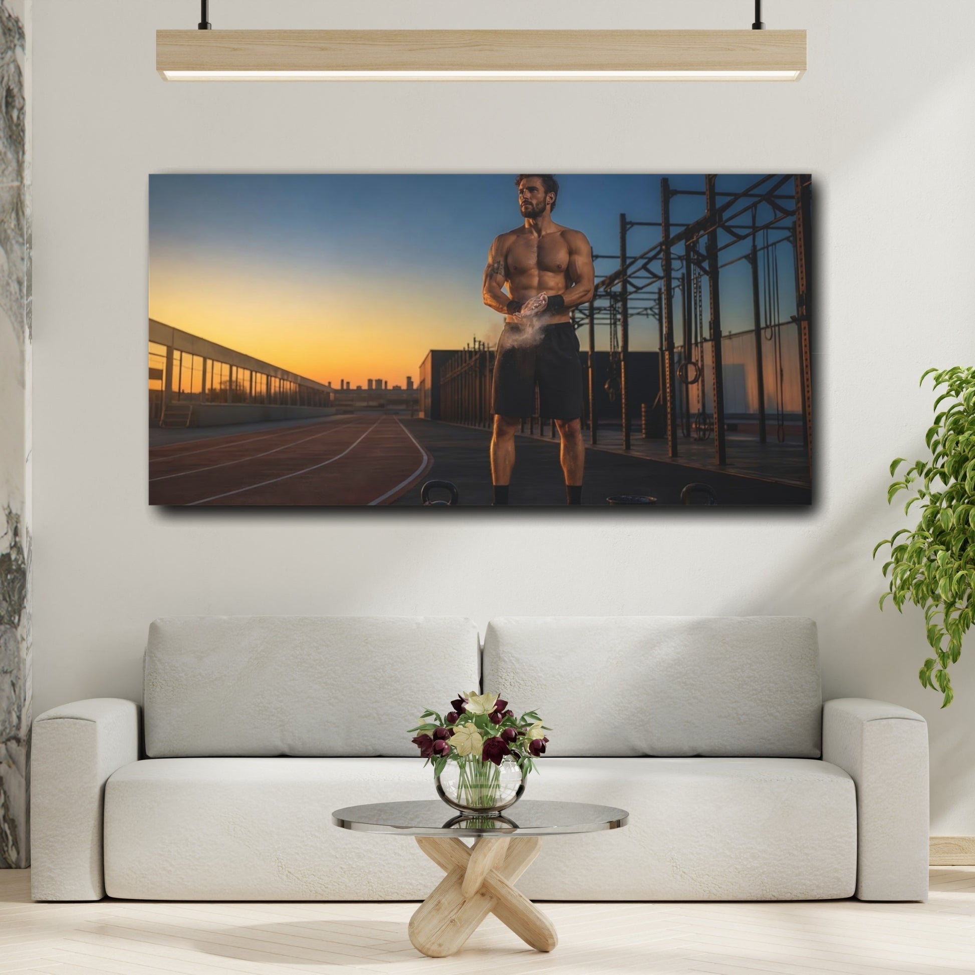 Mockup 2. Sunset Strength Training shown as canvas print