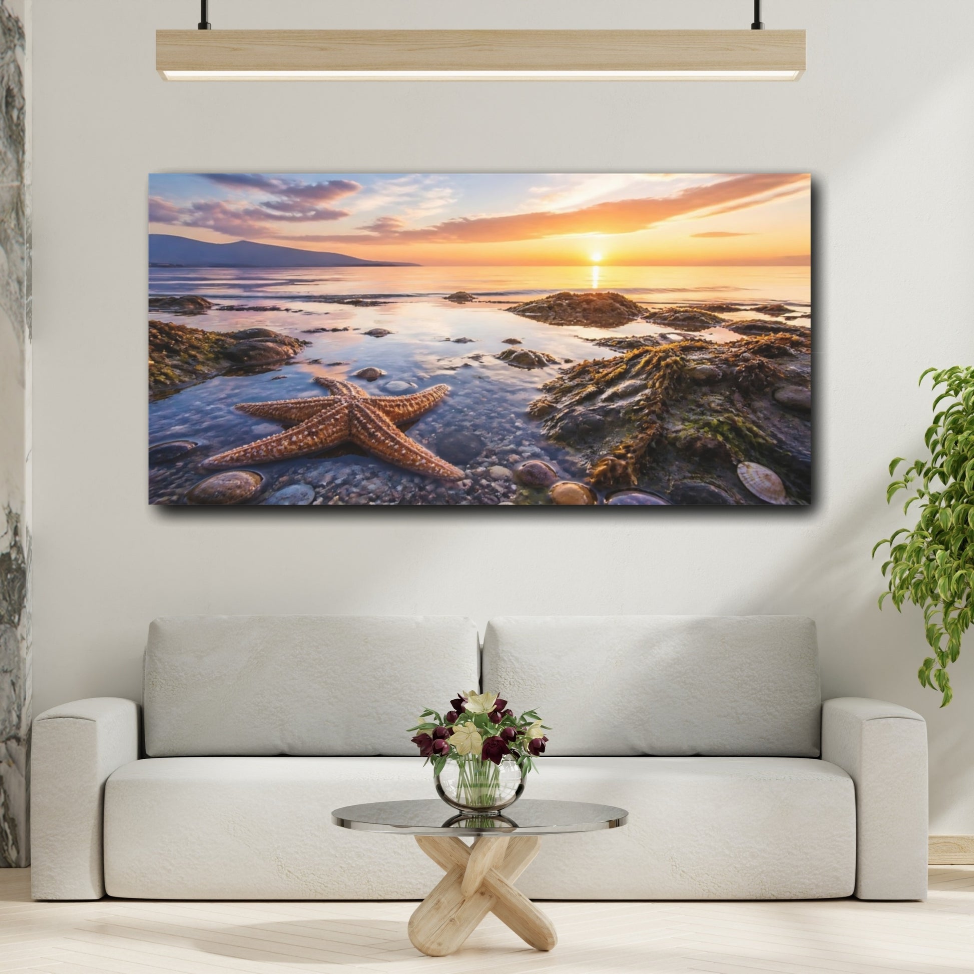 Mockup 2. Sunset Tidepool Starfish shown as canvas print
