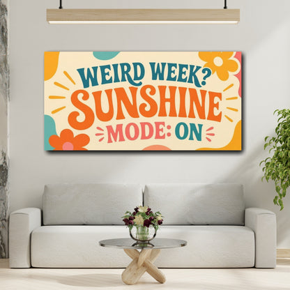 Mockup 2. Sunshine Mode Retro Quote shown as canvas print