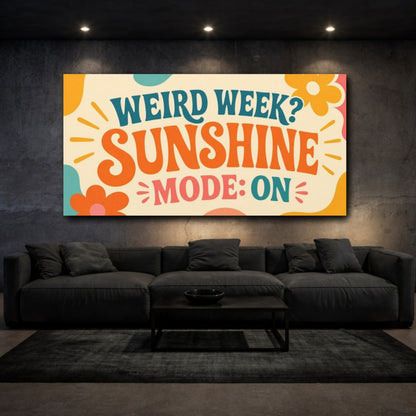 Mockup 3. Sunshine Mode Retro Quote shown as canvas print