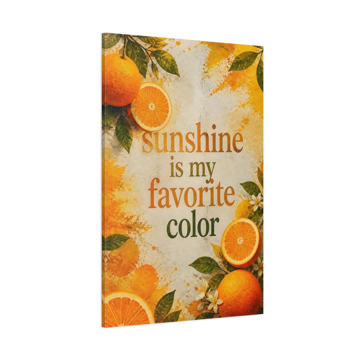 Side Mockup 1. Sunshine Orange Quote shown as canvas print