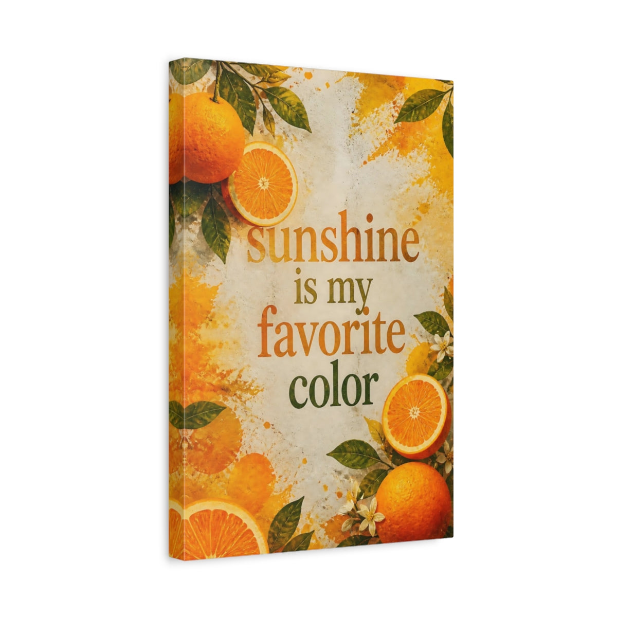 Side Mockup 4. Sunshine Orange Quote shown as canvas print