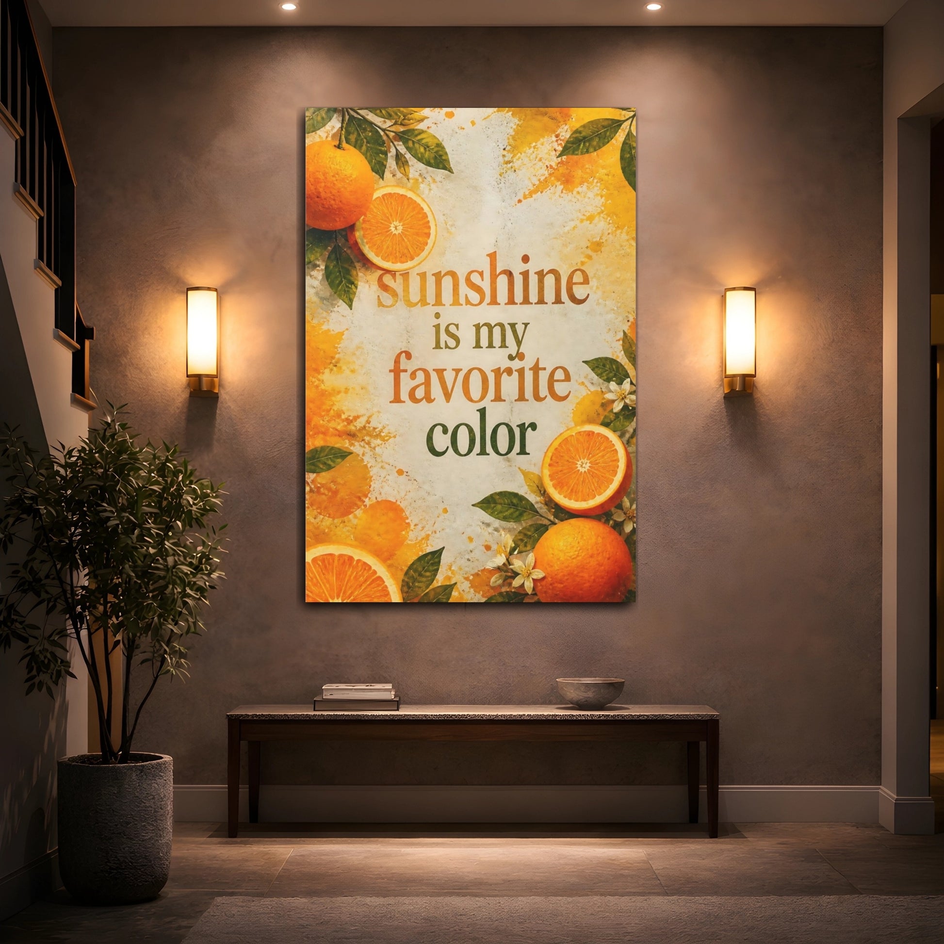 Mockup 2. Sunshine Orange Quote shown as canvas print