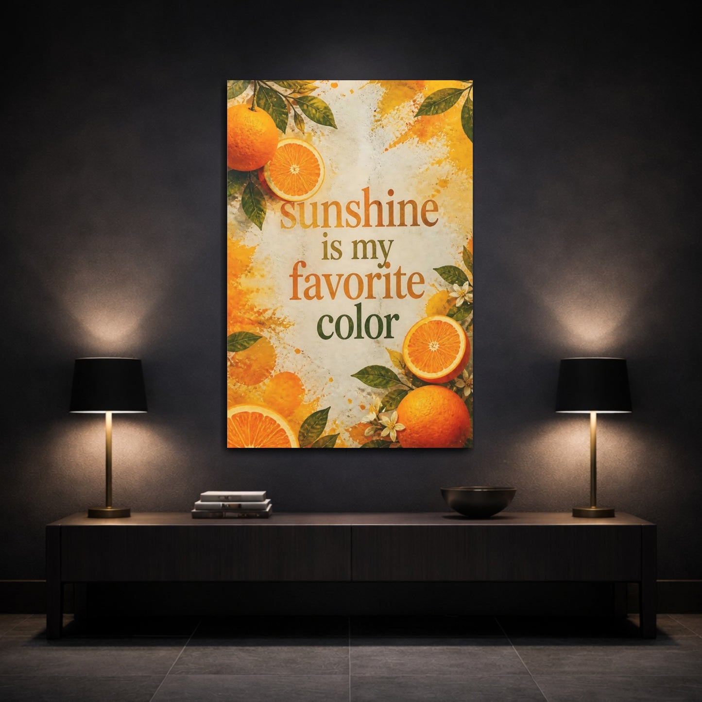 Mockup 3. Sunshine Orange Quote shown as canvas print