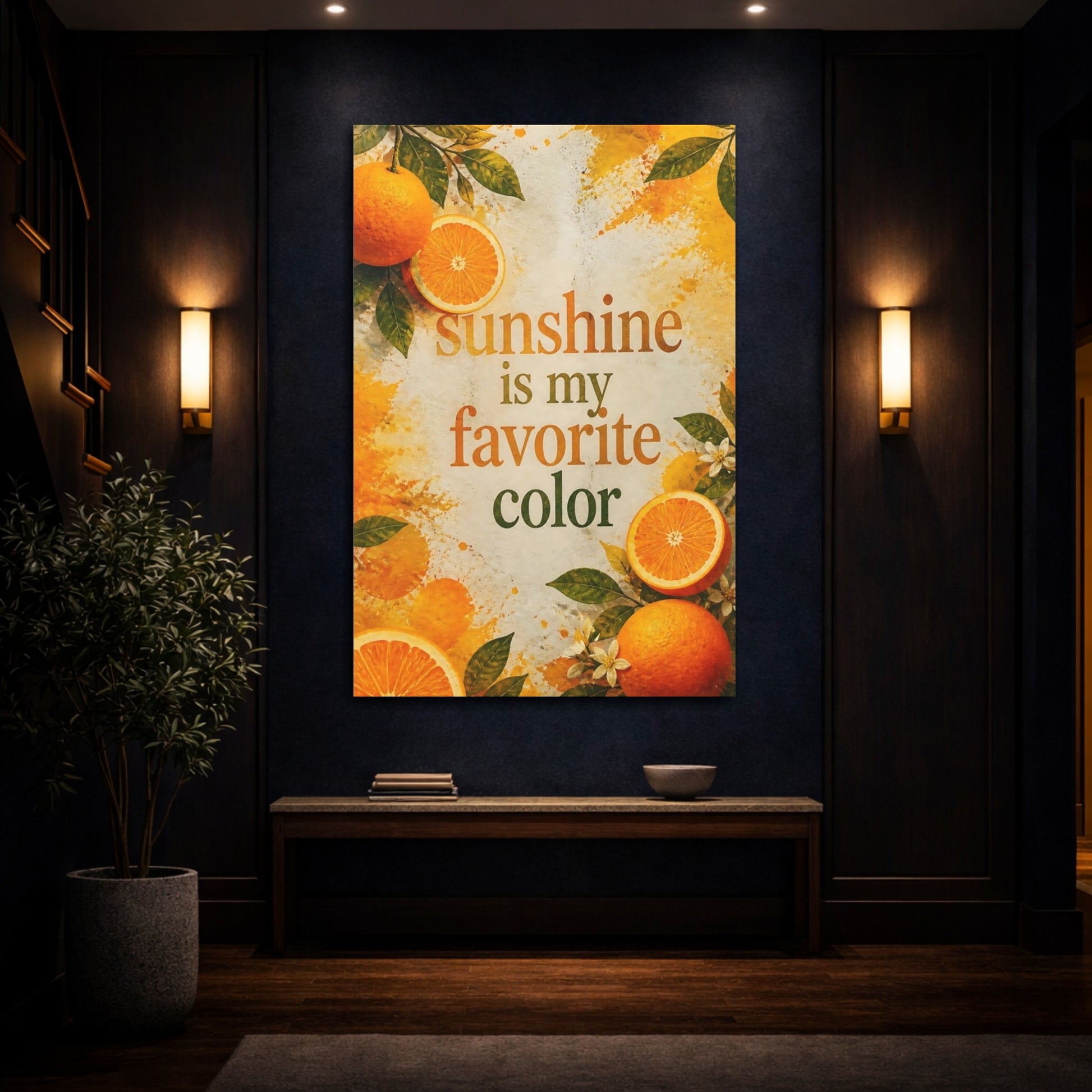 Mockup 4. Sunshine Orange Quote shown as canvas print