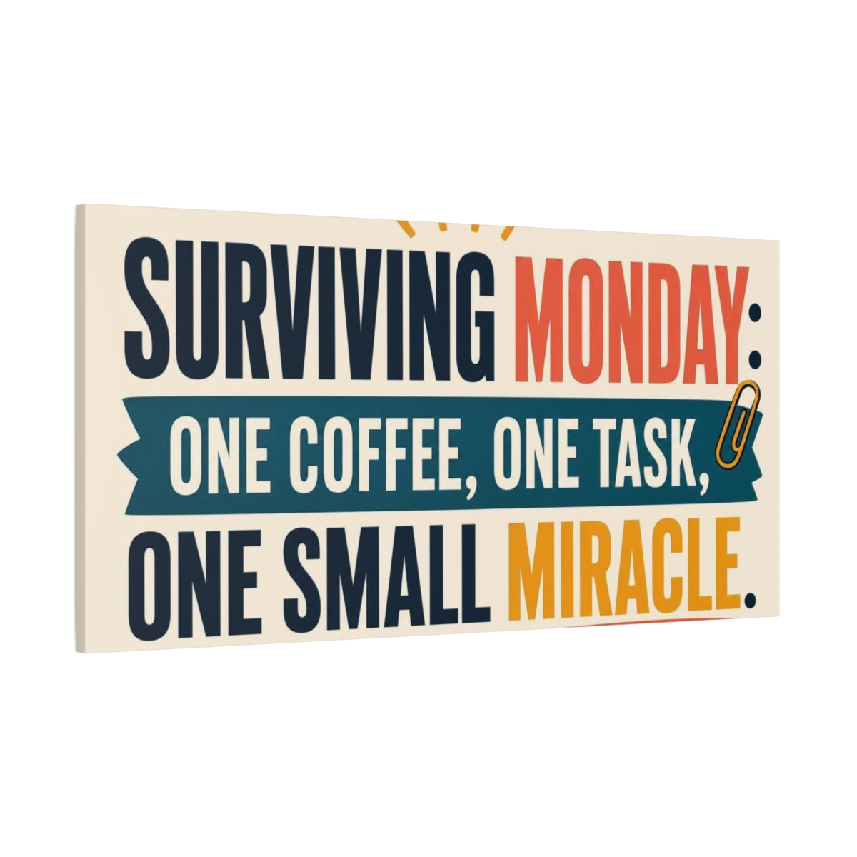 Side Mockup 2. Surviving Monday Motivational Quote shown as canvas print