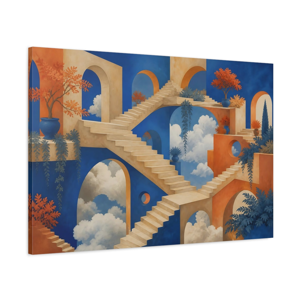 Main Mockup. Suspended Cloud Garden Stairway shown as canvas print
