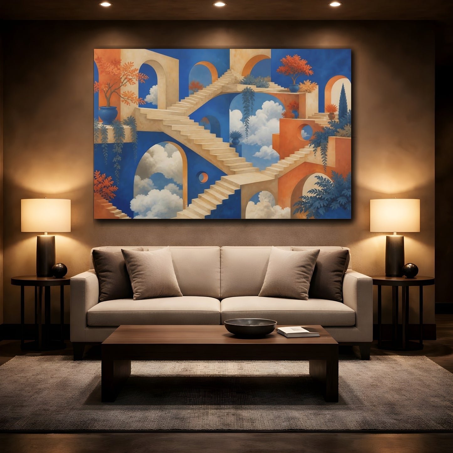 Mockup 2. Suspended Cloud Garden Stairway shown as canvas print