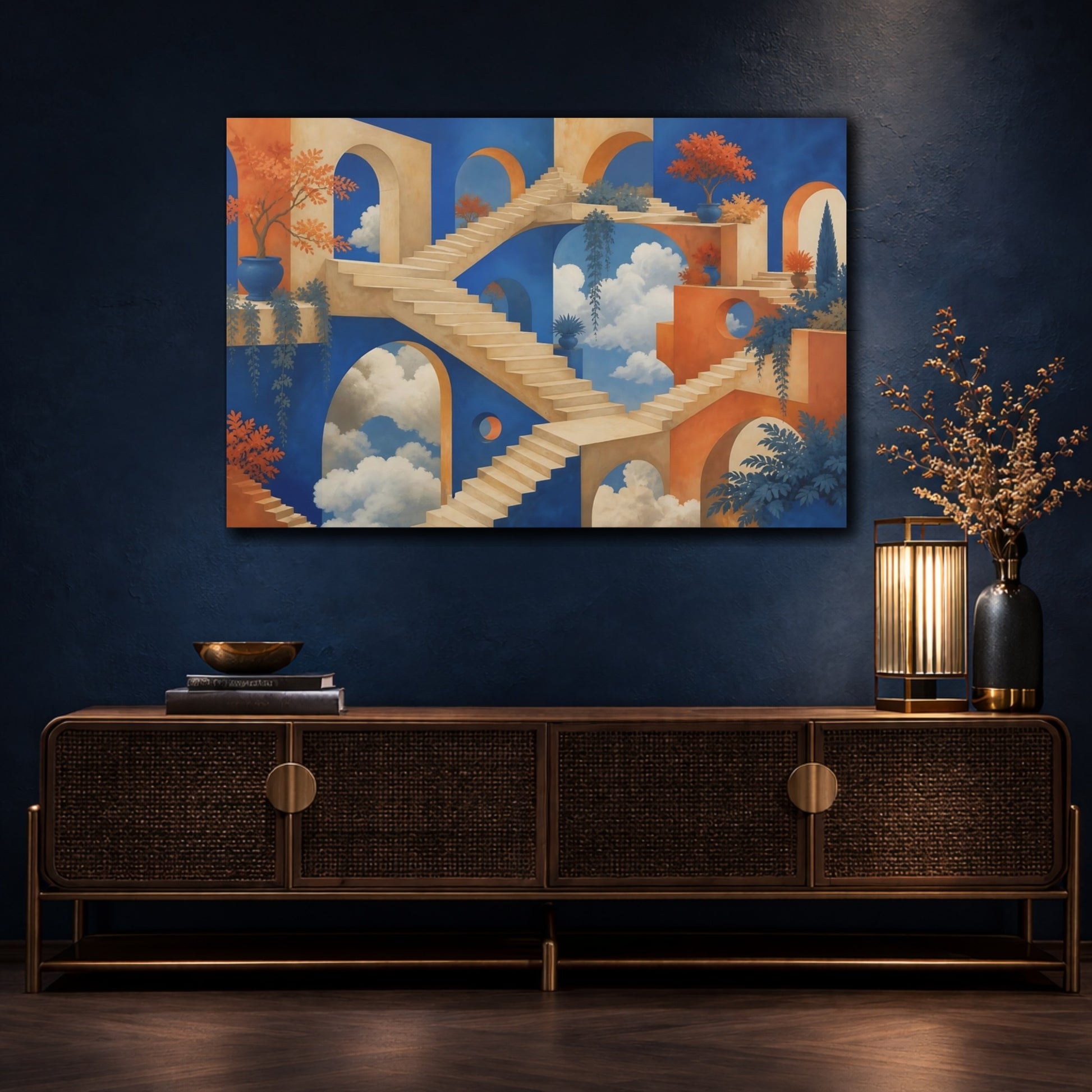 Mockup 4. Suspended Cloud Garden Stairway shown as canvas print