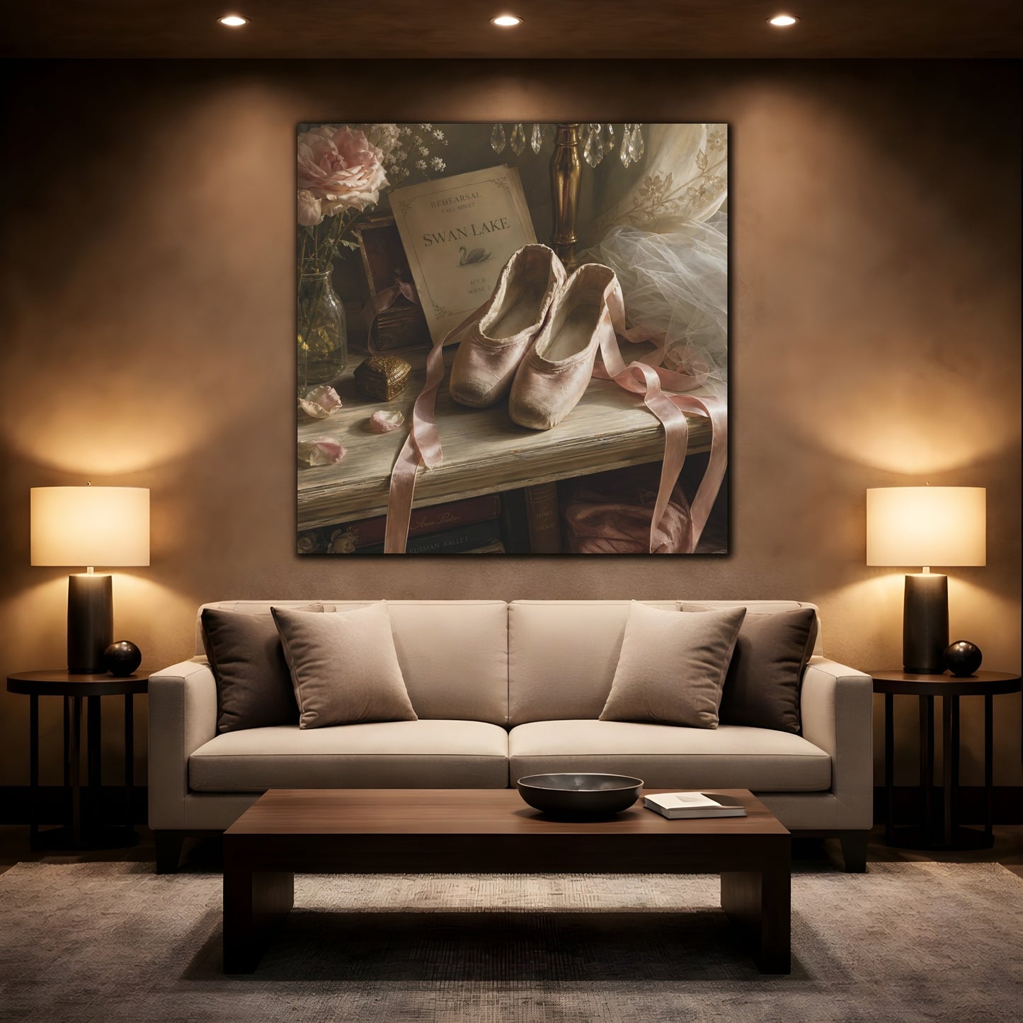 Mockup 2. Swan Lake Ballet Shoes shown as canvas print