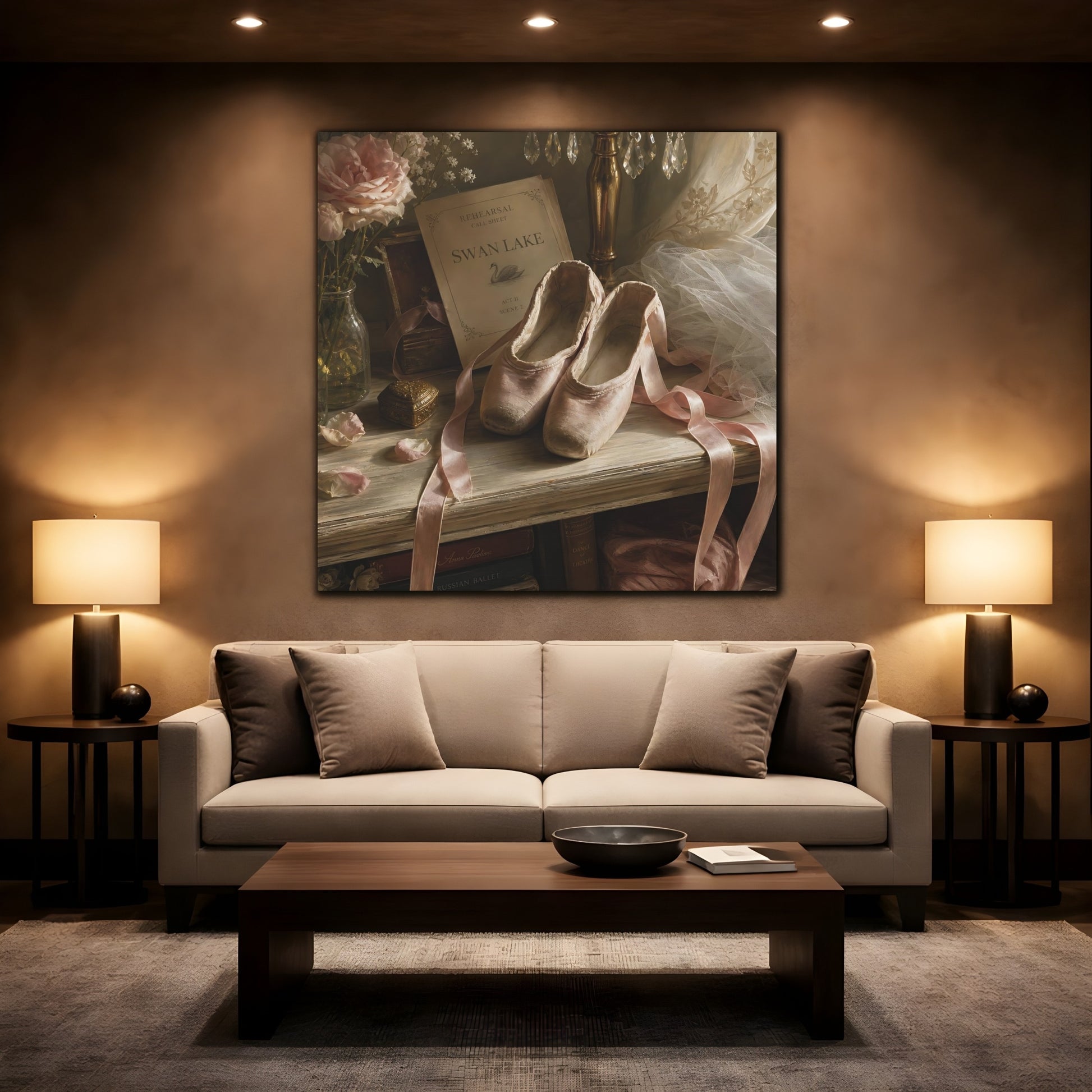 Mockup 2. Swan Lake Ballet Shoes shown as canvas print