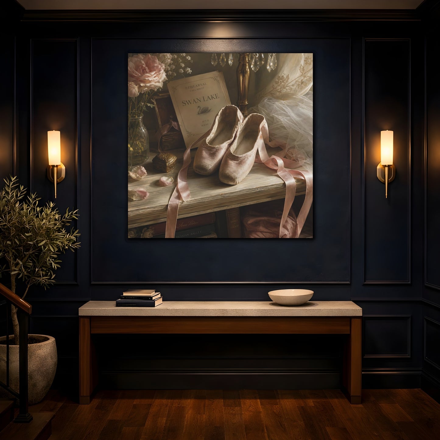 Mockup 4. Swan Lake Ballet Shoes shown as canvas print