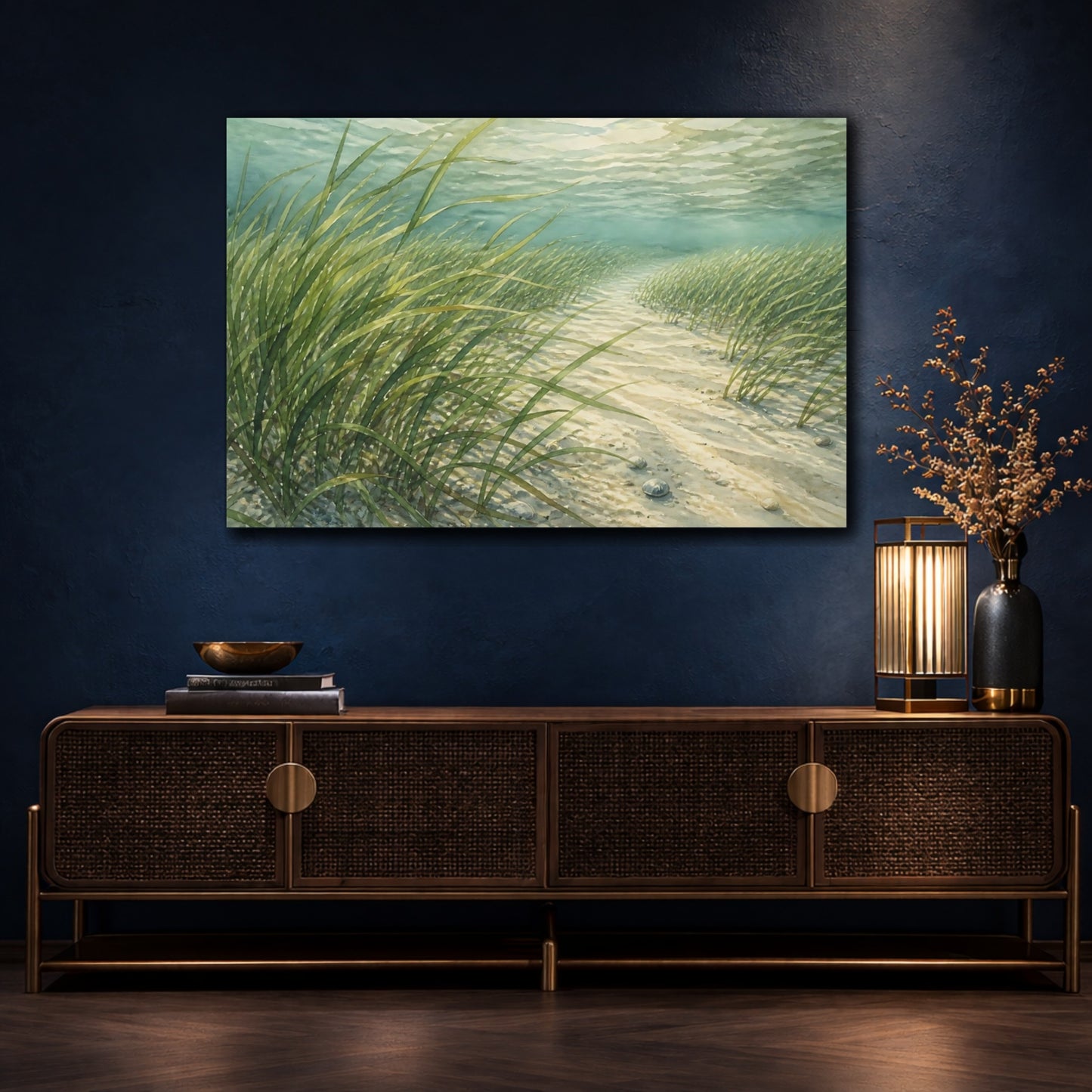 Mockup 4. Swaying Seagrass Path shown as canvas print