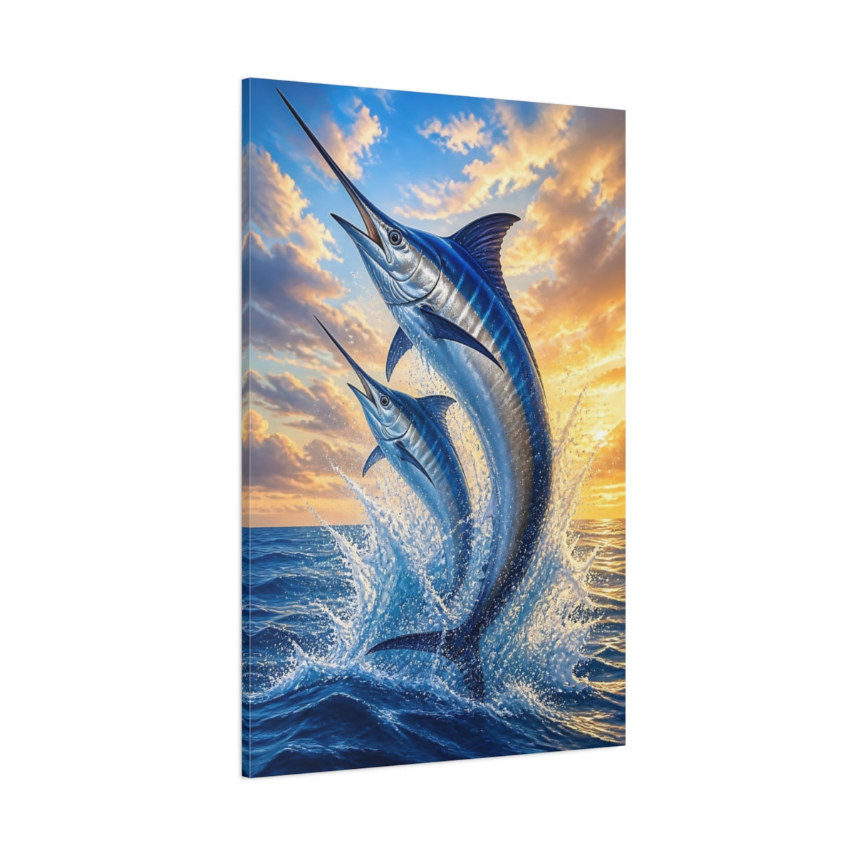 Side Mockup 1. Swordfish Animals At Sea shown as canvas print