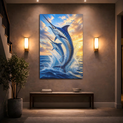 Mockup 2. Swordfish Animals At Sea shown as canvas print